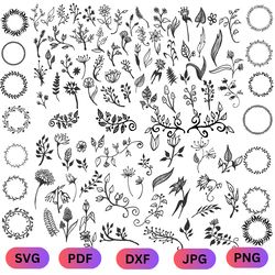 50 leaves svg bundle, hand drawn leaves svg, plant svg, paper leaves, leaf templates, wreath, cut files, leaf clipart, c