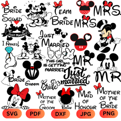 bundle 60 mickey wedding bundle svg, wedding party svg svg pdf dxf eps png jpg