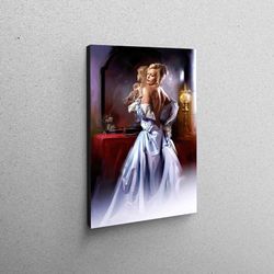 blonde haired art, sexy woman canvas, girl room wall art, woman wall art, canvas art, personalized gift, modern wall art