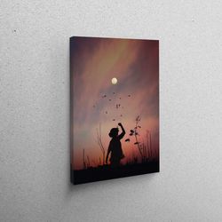 canvas, canvas wall art, wall art canvas, abstract canvas decor, full moon wall decor, modern art canvas, moon landscape