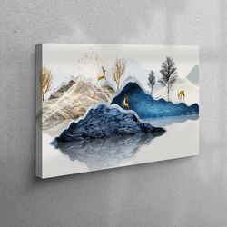 canvas, large canvas, 3d canvas, view wall art, deers canvas art, animal printed, modern art canvas, abstract printed, f