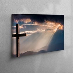 canvas, living room wall art, large wall art, spiritual canvas decor, cross canvas, hope canvas canvas, cross landscape