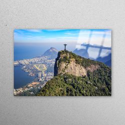 wall decor, mural art, glass printing, tijuca national park, landscape wall decor, cityscape glass art, tijuca national