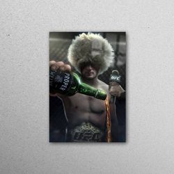 wall decor, mural art, wall decoration, khabib nurmagomedov, khabib wall art, gym workout glass wall, world champion gla