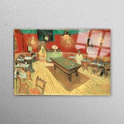 wall decor, tempered glass, glass printing, the night cafe by van gogh, vincent van gogh glass decor, van gogh glass art