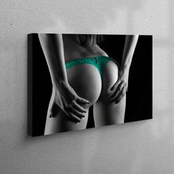 wall decor, wall art canvas, 3d wall art, girl in green panties, sexy woman printed, sensual photo artwork, erotic print