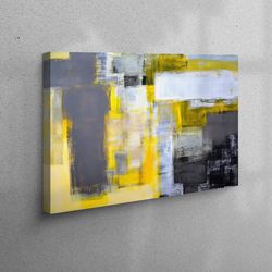 wall decor, wall art canvas, canvas decor, yellow and gray printing, minimal canvas print, abstract canvas gift, gray ar