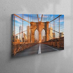 wall decor, wall art canvas, canvas, brooklyn bridge, city landscape art, manhattan art, brooklyn bridge canvas decor, n