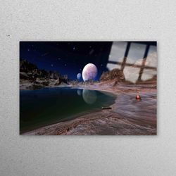 wall decoration, glass printing, wall decor, space landscape, planet landscape wall decor, landscape wall decor, view gl