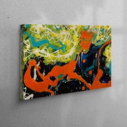 canvas art, canvas decor, large canvas, contemporary canvas gift, oil painting print, abstract canvas, orange canvas can