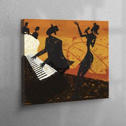 canvas art, canvas decor, large wall art, singer woman and musicians, music canvas decor, singer woman canvas, jazz sing