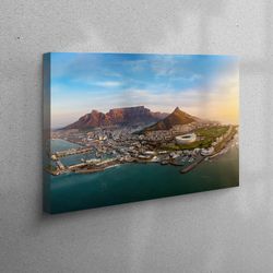 canvas art, canvas decor, large wall art, table mountain national park, view 3d canvas, city landscape artwork, national