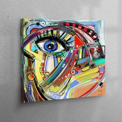 wall art, canvas art, canvas print, abstract eye painting print, trendy canvas print, contemporary art canvas, modern 3d