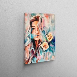 wall art, canvas wall art, canvas gift, modern artwork, watercolor canvas art, abstract canvas canvas, woman canvas, col