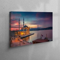 wall art, large canvas, canvas print, mosque canvas art, city canvas print, sunset wall art, seascape artwork,