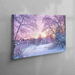 wall decor, 3d wall art, canvas decor, snow landscape, tree landscape canvas gift, forest landscape art canvas, snow can