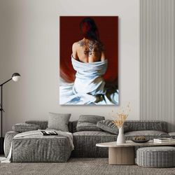 woman wall art, tattooed women canvas wall art, canvas wall art decor, roll up canvas, stretched canvas art, framed wall