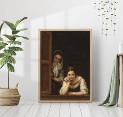 women by the window vintage victorian portrait oil painting canvas print canvas framed farmhouse rustic retro aesthetic