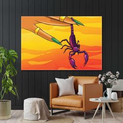 purple scorpio gold accessories green nail polish scorpio roll up canvas, stretched canvas art, framed wall art painting