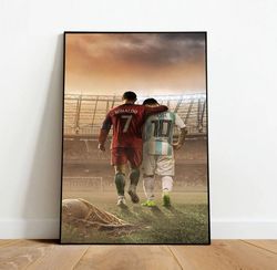 ronaldo and messi canvas, football wall art, football legends, rolled canvas print, gifts for football wall art decor