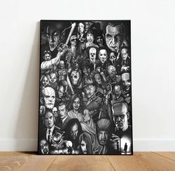 horror movie characters poster, canvas wall art, rolled canvas print, canvas wall print, movie poster-1