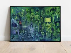 horror movie characters poster, canvas wall art, rolled canvas print, canvas wall print, movie poster