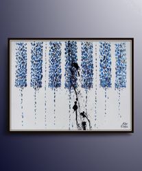 abstract 40 piano keyboard original oil painting ,navy blue color, luxury looks, express shipping, by koby feldmos