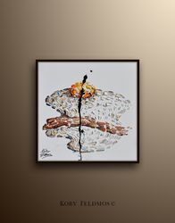 bacon  & fried egg 25 pop art style, thick oil paint impasto style modern art on canvas , express shipping worldwide, by