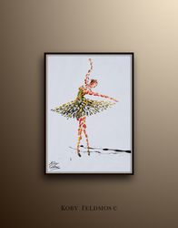 ballerina 40 woman figure painting original oil painting on canvas beautiful black white modern looks dancing lady koby