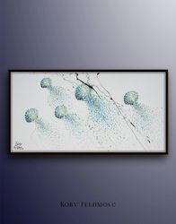 jellyfish painting 55 calming blue colors, beautiful thick texture, amazing surreal composition, handmade art by koby fe