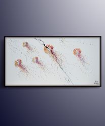 jellyfish painting 55 jellyfish abstract oil painting  on canvas , calming colors , original & handmade , reddish tone,