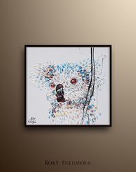 koala oil painting 35, original handmade painting on white canvas, calming pastel colors , thick paint, by koby feldmos