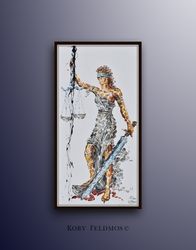 lady justice 55, amazing original oil painting on canvas, thick layers, for lawyer office firm, attorney law, judge  gav