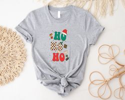 colourful  ho ho ho  words christmas gift shirt, red christmas hat gift for kids t-shirt, cute  christmas t-shirt, boy g