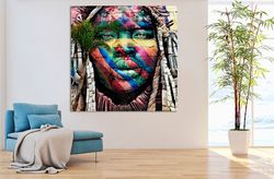 african woman street art canvas african american art colorful wall mural print graffiti ethno woman wall art canvas