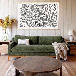 extra large modern abstract canvas tapestry  mid century modern living room art  large modern living room wall decor  47