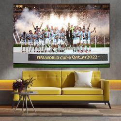 fifa world cup qatar 2022 canvas, football canvas, world cup celebration wall art, argentina national football team, mes