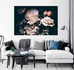 flower wall art peonies print dark floral wall art peony painting print large canvas art floral wall decor bedroom wall