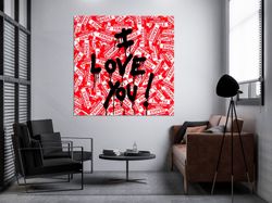 i love you street art graffity wall art canvas abstract love canvas art modern graffiti decor abstract art living room w