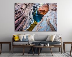 nature canyon art prints waterfall australia national park wall art canvas landscape print large wall art living room