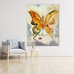 salvador dali venus butterfly canvas wall art print, salvador dali exhibition 1947 poster, butterfly poster, butterfly,