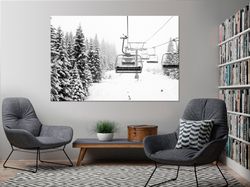 ski lift canvas print skiing art winter mountain art print ski canvas art landscape wall art living room decor ski gifts