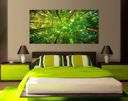 sunlight forest wall art green tree print forest nature canvas art bedroom wall art sunlight trees extra large wall art