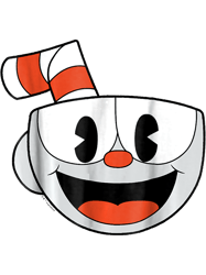 cuphead big smiling face video game graphic