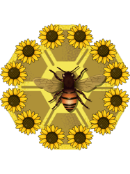 bee on sunflower -stickers