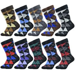 10 pairs men's socks soft and breathable high quality cotton black classic pattern happy gentleman plus size mens dress