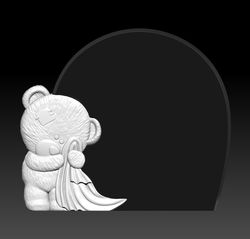 3d model stl file tombstone with a bear cub for cnc router