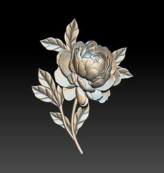 3d model stl file bas-relief peony flower for cnc router and 3d printing