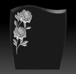 3d model stl file gravestone with flowers peonies for cnc router