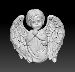 3d model stl file bas-relief tombstone little angel prays for cnc router and 3d printing